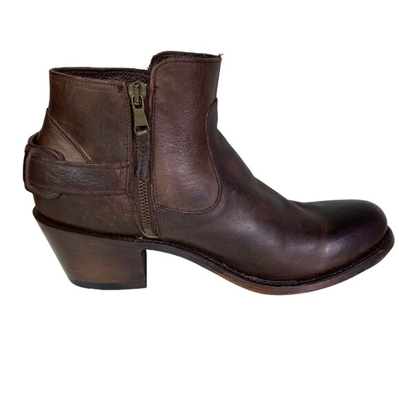 J.B. Dillon Womens 9B Brown Leather Ankle heeled Boots Zipper Adjustable Mexico - Picture 2 of 14